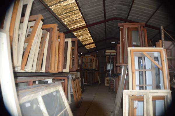 a large collection of reclaimed windows in the patrick reclaim yard